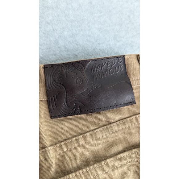 Naked & Famous Men Jeans Size 31x27 Weird Guy Beige Selvedge Chino Button Fly - Picture 8 of 14
